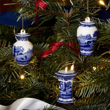 Blue Italian Mini Urn Ornaments, Set of 3